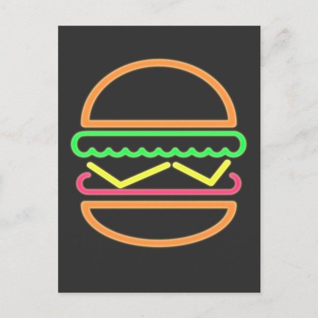 Carte Postale Tshirt Burger Neon - Classic 80s Retro (Devant)