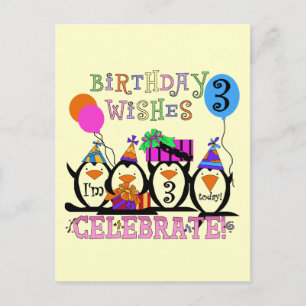 Carte Postale Tshirts et cadeaux d'anniversaire 3ème de Penguins