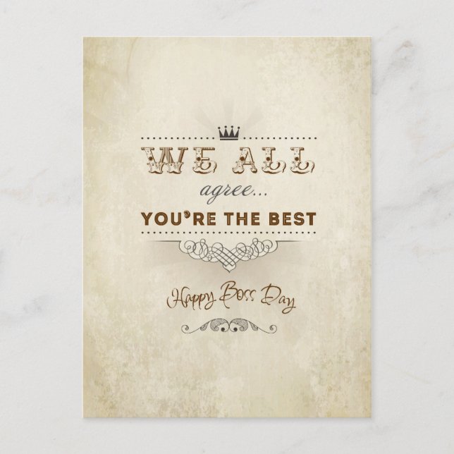 Carte Postale Tu es la meilleure, Joyeuse Journée des Boss (Devant)