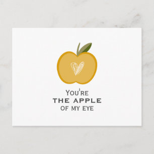 Carte Postale Tu es la pomme de mon oeil avec un coeur de pomme 