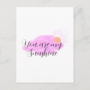 Carte Postale tu es mon soleil rose rayons de soleil violets nua