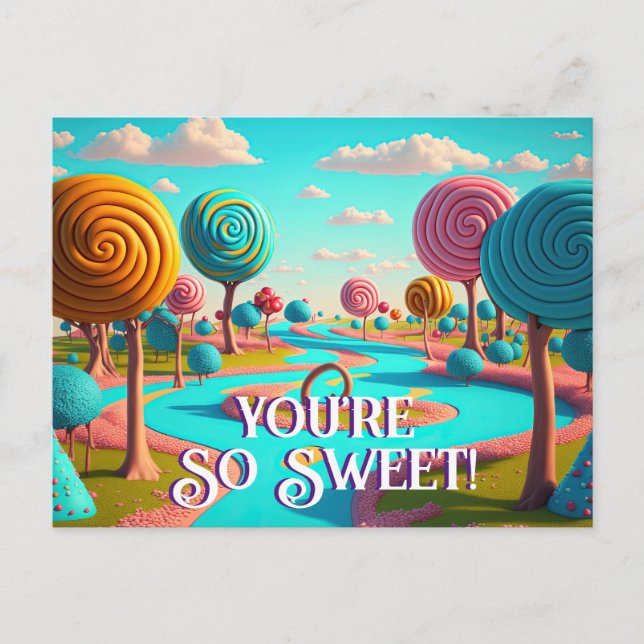 Carte Postale Tu es tellement sucré Lane Lollipop Gum Drop Trees (Devant)