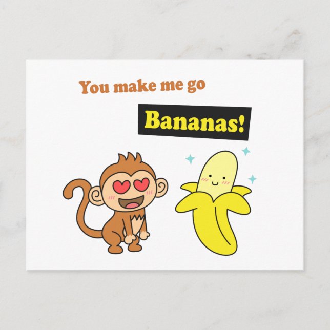 Carte Postale Tu me fais passer des bananes, mignon Humour d'amo (Devant)