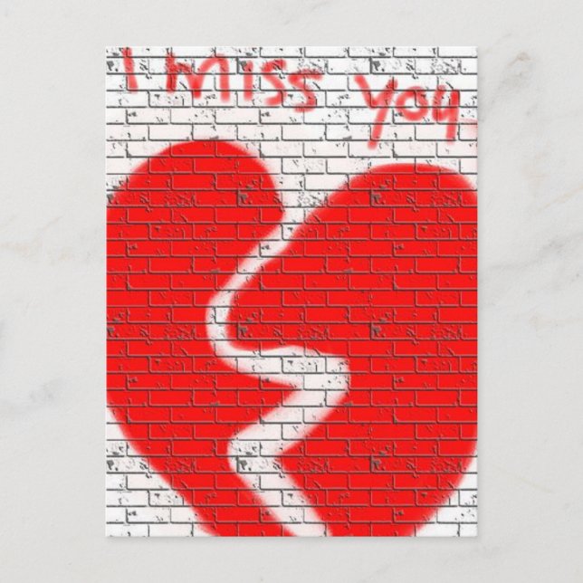 Carte Postale Tu Me Manques, Amour Ami Twinflame Coeur Brisé Rou (Devant)