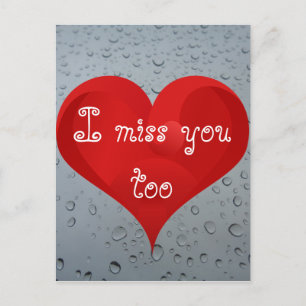 Carte Postale Tu me manques aussi, Fenêtre gouttes d'eau Pluie C