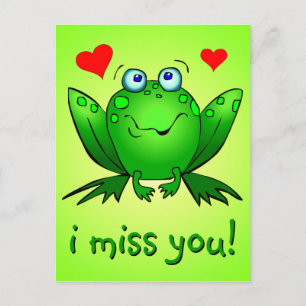 Carte Postale Tu Me Manques De Mignons Coeurs De Grenouille Vert