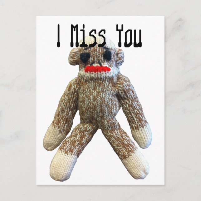 Carte Postale Tu Me Manques Un Sock Monkey (Devant)