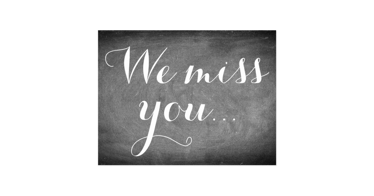 Carte Postale Tu nous manque, blanc de noir de typographie Zazzle.ca