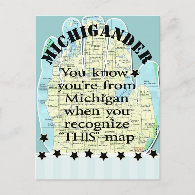 Carte Postale Tu sais que tu viens du Michigan quand (Devant)