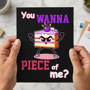 Carte Postale Tu Veux un Morceau de Moi Gâteau Dessin Animé Drôl