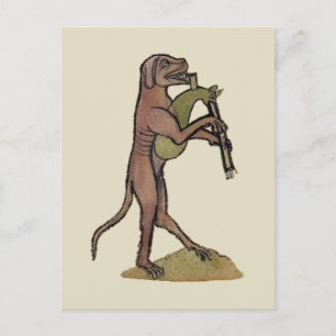 Carte Postale Tubes / Chien jouant à la cornemuse du chat