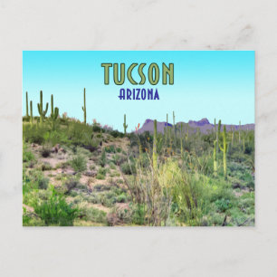 Carte Postale Tucson Arizona Cactus et Mountain Vintage