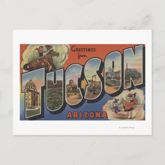 Carte Postale Tucson, Arizona - Grandes Lettres Scènes 2 (Devant)
