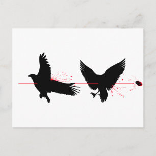 Carte Postale Tuer Deux Oiseaux Avec Une Pierre