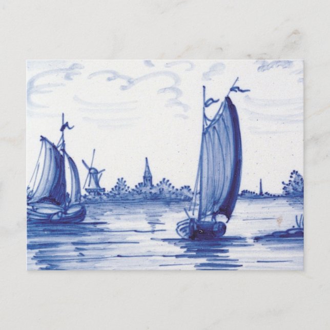 Carte Postale Tuile bleue traditionnelle (Devant)