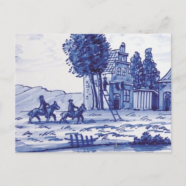Carte Postale Tuile bleue traditionnelle (Devant)