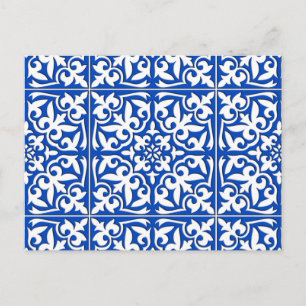 Carte Postale Tuiles marocaines - bleu cobalt et blanc