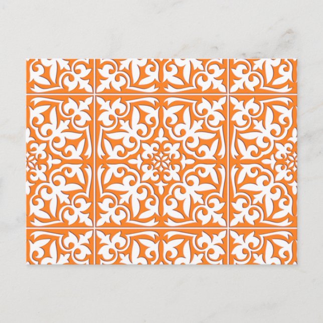 Carte Postale Tuiles marocaines - corail orange et blanc (Devant)