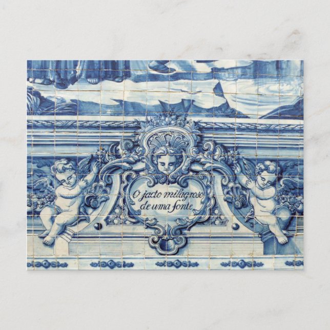 Carte Postale Tuiles murales portugaises bleues et blanches avec (Devant)