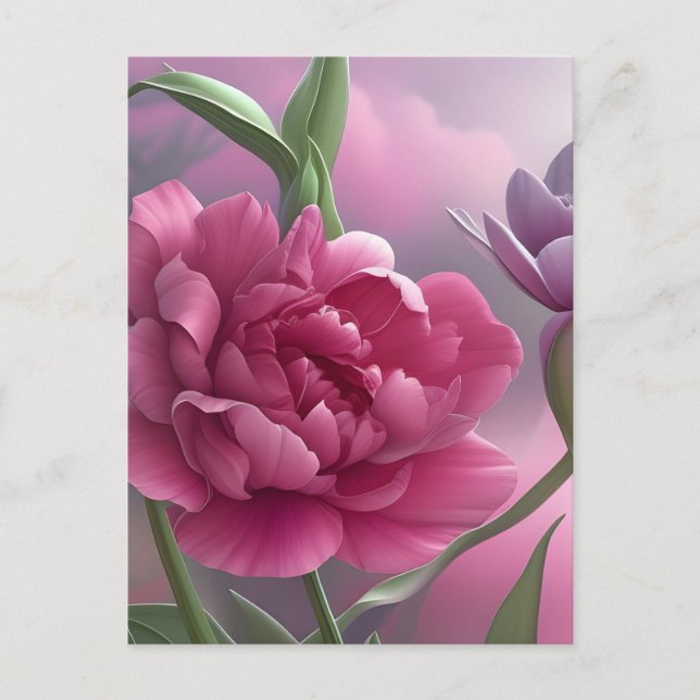 Carte Postale Tulip Double Peony, Nature, Fleur, Rose, (Devant)
