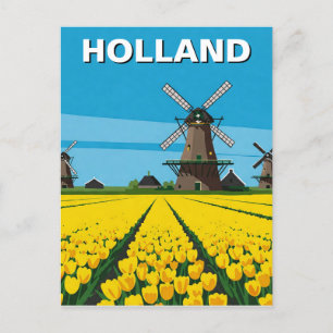 Carte Postale Tulip Fields Wmill Holland Pays-Bas