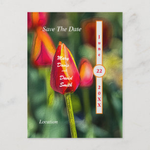 Carte Postale Tulip Garden Texturé Enregistrer La Date