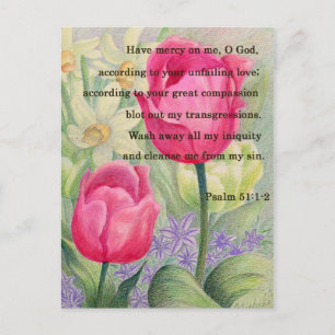 Carte Postale Tulipe à fleurs et écriture