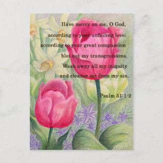 Carte Postale Tulipe à fleurs et écriture