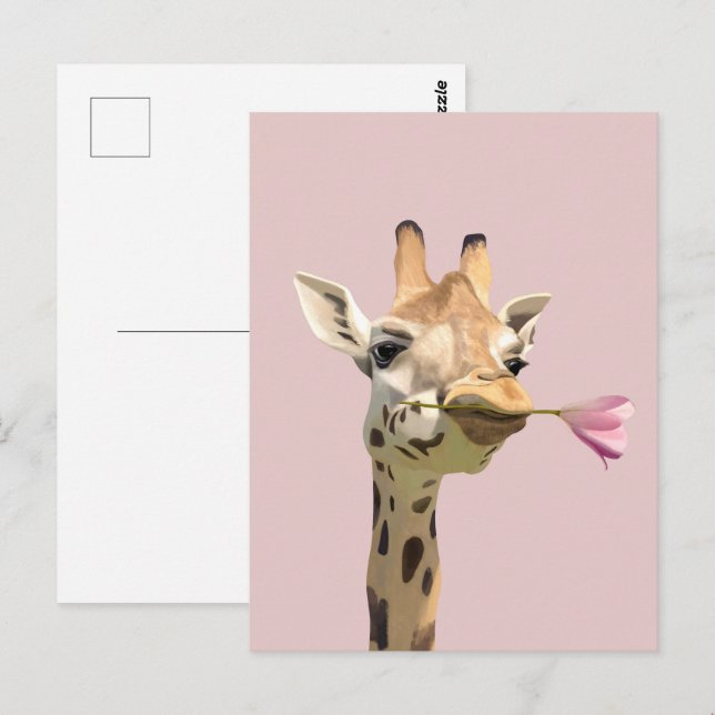 Carte Postale Tulipe Rose De Giraffe Romantique Pour Aimé Un (Devant / Derrière)