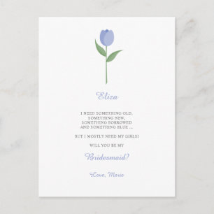 Carte Postale Tulipe Violette Minimaliste pour Demande de Demois