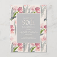 Tulipes aquarelle rose poudré Crème Blanche 90ème
