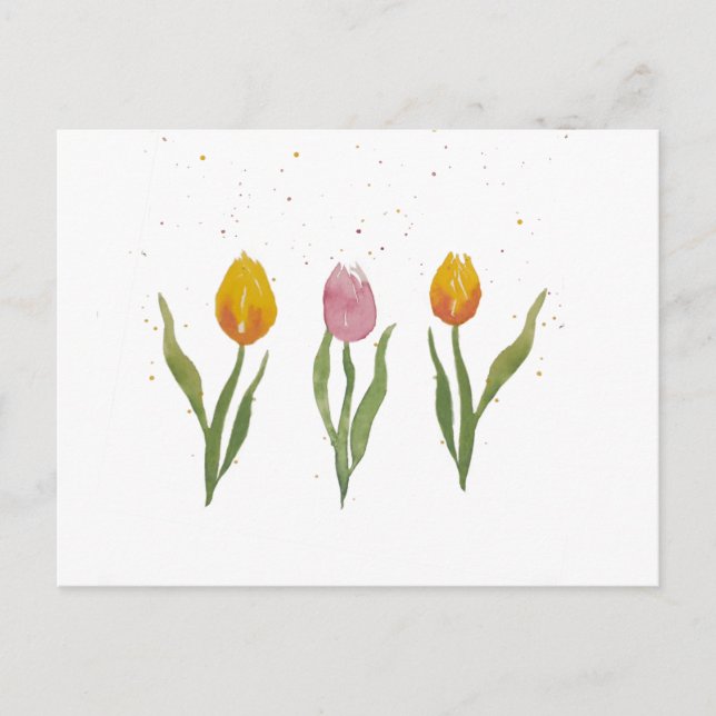 Carte Postale Tulipes d'aquarelle / Aquarell Tulpen (Devant)
