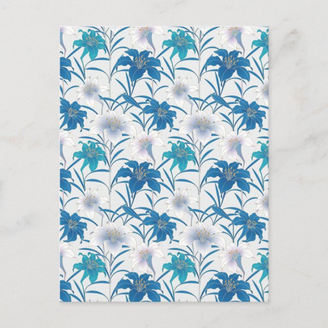 Carte Postale Tulipes de printemps Floral Lilas Bleu (Devant)