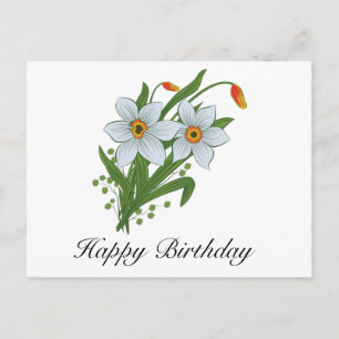 Carte Postale Tulipes et fleurs de jonquilles
