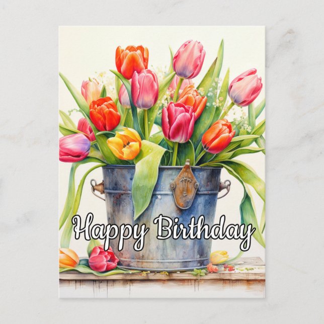 Carte Postale Tulipes fraîchement cueillies (Devant)