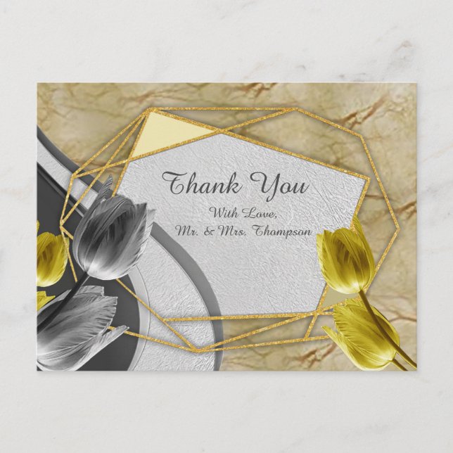 Carte Postale Tulipes gris et jaunes sur texture (Devant)