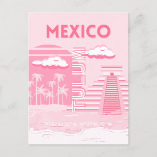 Carte Postale Tulum, Mexique, Art Voyage, Art Rose