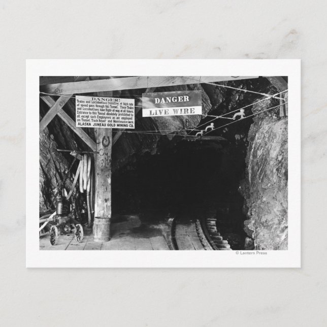 Carte Postale Tunnel à Juneau, Alaska Treadwell Mine (Devant)