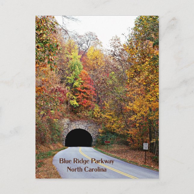 Carte Postale Tunnel sur la promenade Blue Ridge de la Caroline  (Devant)