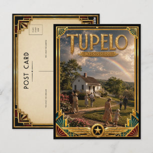 Carte Postale Tupelo Mississippi Art Déco Vintage de l'Âge d'Or