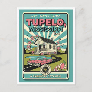 Carte Postale Tupelo, MS Voyage Rétro