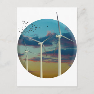 Carte Postale Turbines à vent peint ciel