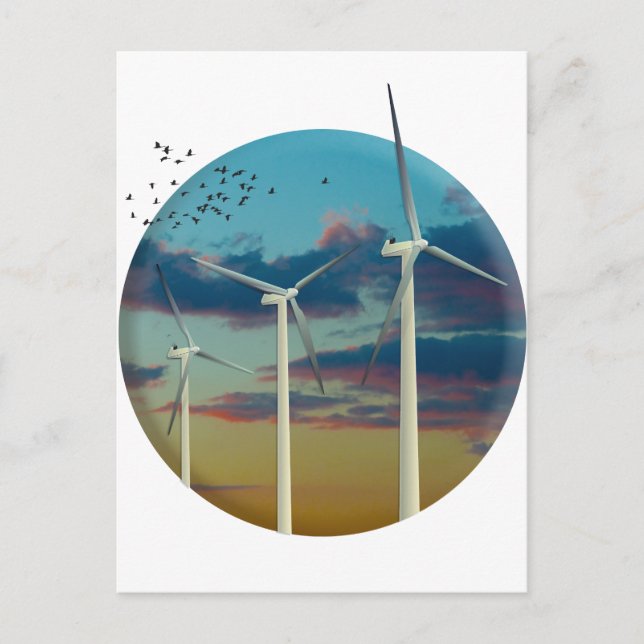 Carte Postale Turbines à vent peint ciel (Devant)