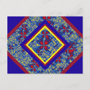 Carte postale Turbulence fractale rouge, bleu et j