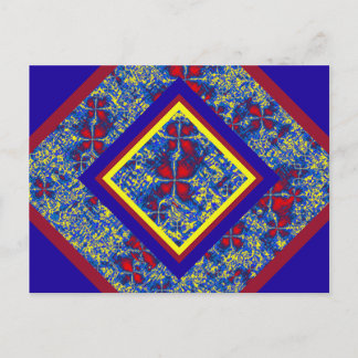 Carte postale Turbulence fractale rouge, bleu et j