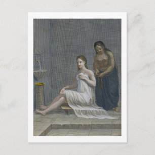 Carte Postale Turc Girl, avoir les cheveux tressés dans les bain