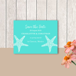 Carte Postale Turqoise Moderne Tropical Starfish Plage Mariage