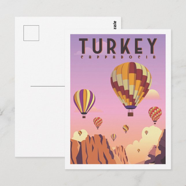 Carte Postale Turquie Cappadoce célèbre lieu de voyage Illustrat (Devant / Derrière)