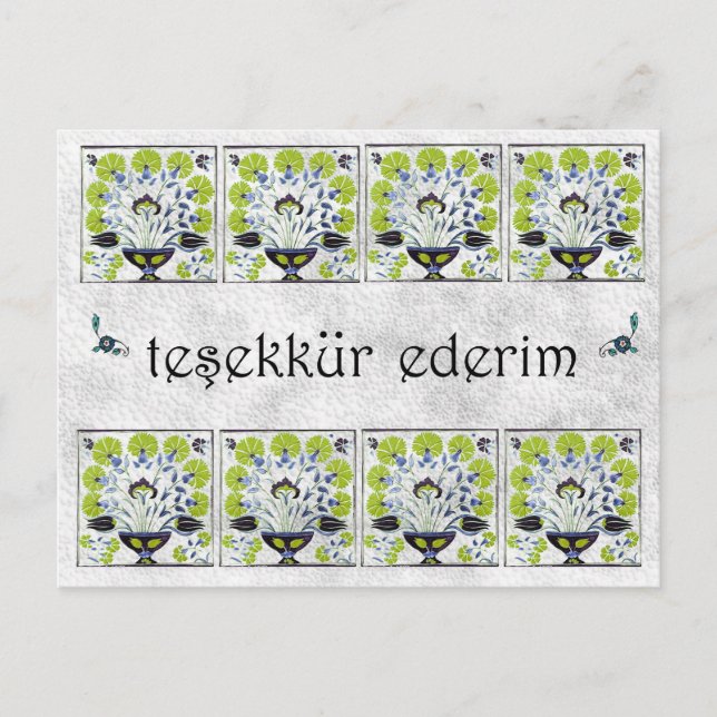 Carte Postale TURQUIE - Carrelage vert - Merci (Devant)
