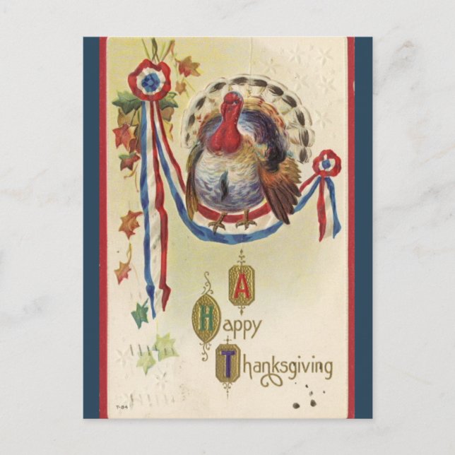 Carte Postale Turquie patriotique vintage Thanksgiving (Devant)